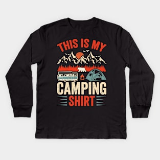 Funny Camping Shirt - This is My Favorite Camping Kids Long Sleeve T-Shirt